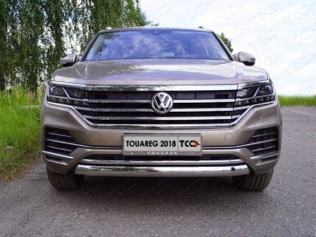 Защита переднего бампера нижняя овальная 75*42 мм ТСС Тюнинг Volkswagen Touareg CR (2018-2024)  (нержавейка)