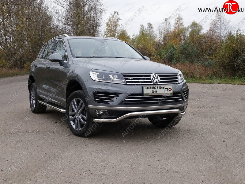 27 999 р. Защита передняя нижняя кенгурин 60,3 мм R-Line ТСС Тюнинг Volkswagen Touareg NF рестайлинг (2014-2018) (нержавейка)  с доставкой в г. Таганрог