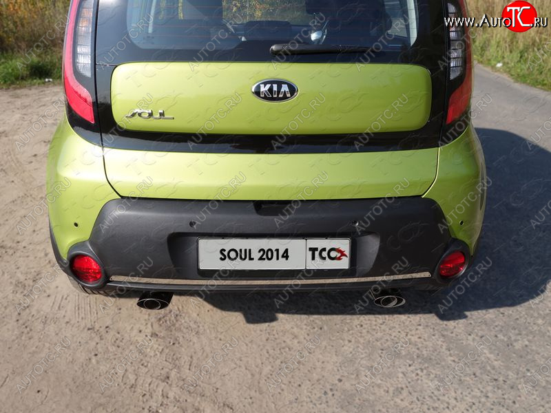 1 069 р. Накладка на задний бампер, ТСС Тюнинг  KIA Soul  PS (2014-2016) дорестайлинг (лист шлифованный)  с доставкой в г. Таганрог