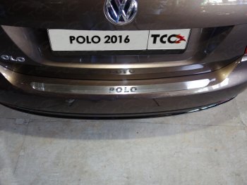 1 899 р. Накладка на задний бампе, ТСС Тюнинг  Volkswagen Polo  5 (2015-2020) седан рестайлинг, хэтчбек рестайлинг (лист шлифованный надпись Polo)  с доставкой в г. Таганрог. Увеличить фотографию 1