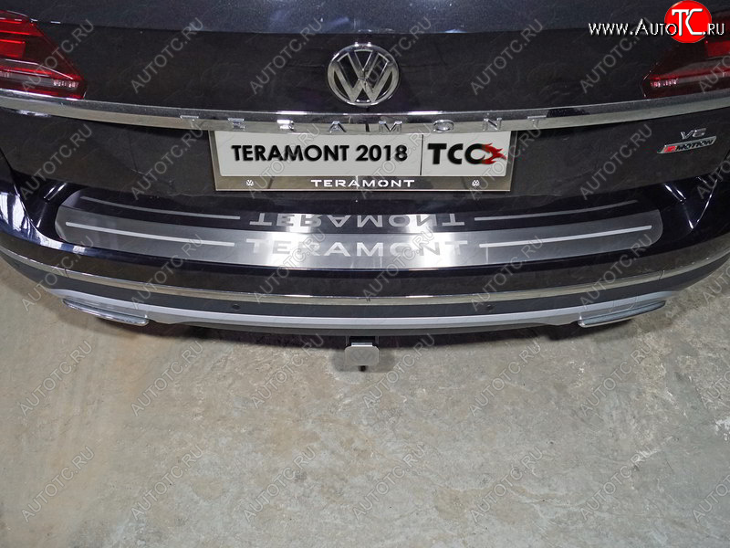 5 349 р. Накладка на задний бампер, ТСС Тюнинг  Volkswagen Teramont  CA1 (2016-2020) дорестайлинг ( лист шлифованный надпись Teramont)  с доставкой в г. Таганрог