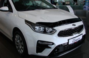 3 299 р. Дефлектор капота SIM KIA Cerato 4 BD дорестайлинг седан (2018-2021)  с доставкой в г. Таганрог. Увеличить фотографию 1