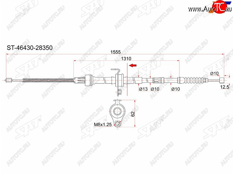 1 479 р. Трос ручника LH 2WD SAT  Toyota Noah ( 1,  2,  3,  R80) - Town Ace  s400  с доставкой в г. Таганрог