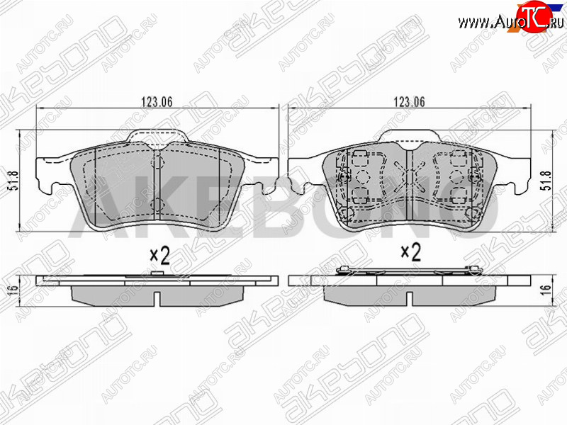 2 599 р. Колодки тормозные задние RH-LH SAT Ford Focus CEW универсал дорестайлинг (2018-2021)  с доставкой в г. Таганрог