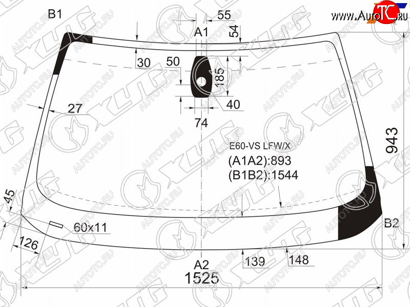 7 349 р. Стекло лобовое (Датчик дождя Круглый датчик дождя 4D SED5D WGN) XYG  BMW 5 серия ( E60,  E61) (2007-2010) седан рестайлинг, универсал рестайлинг  с доставкой в г. Таганрог