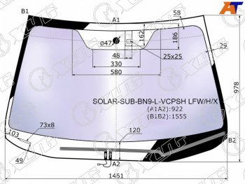 27 999 р. Стекло лобовое (Атермальное Обогрев щеток Датчик дождя) XYG  Subaru Legacy  BN/B15 - Outback  BS/B15  с доставкой в г. Таганрог. Увеличить фотографию 2