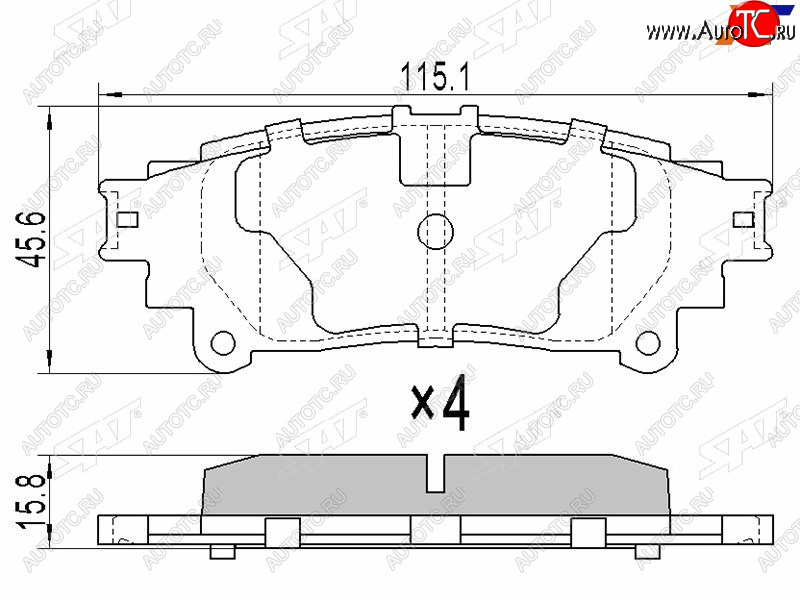 869 р. Колодки тормозные задние RH-LH SAT Toyota Highlander XU50 дорестайлинг (2013-2017)  с доставкой в г. Таганрог