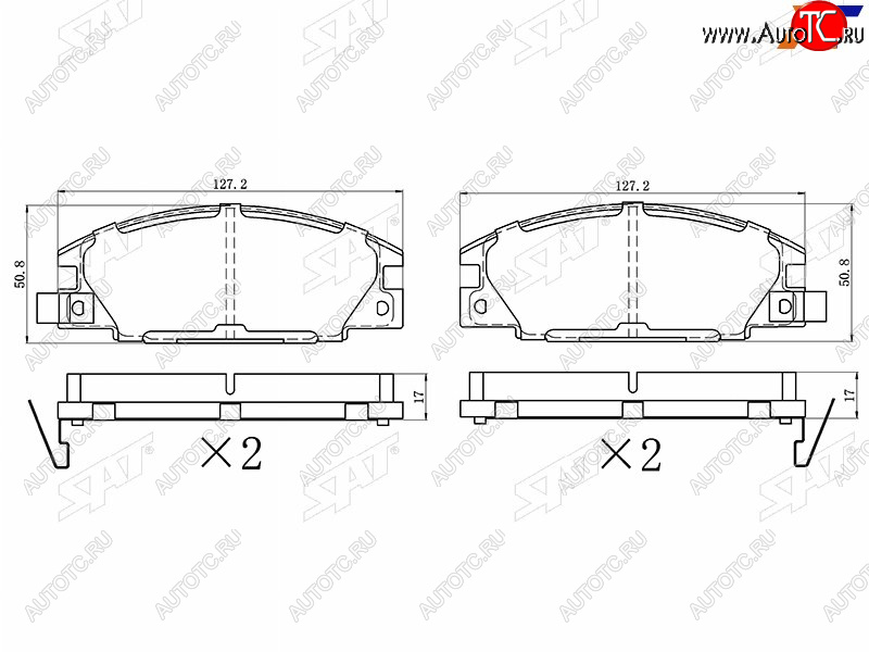 1 479 р. Колодки тормозные перед FR-FL SAT  Isuzu Trooper (1981-1991), Opel Frontera  B (1998-2003)  с доставкой в г. Таганрог