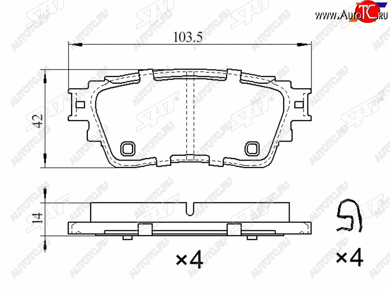 1 049 р. Колодки тормозные барабанные задние LH-RH SAT Mitsubishi Outlander GF дорестайлинг (2012-2014)  с доставкой в г. Таганрог