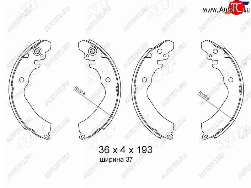 1 149 р. Колодки тормозные барабанные задние RH-LH SAT  Mitsubishi Carisma - Lancer ( 7,  8)  с доставкой в г. Таганрог