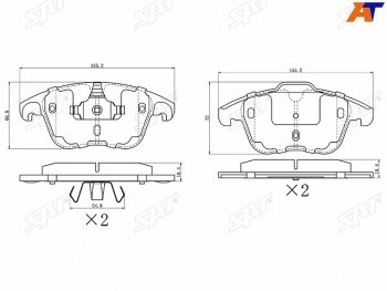 Колодки тормозные передние FL-FR SAT CITROEN (Ситроен) C4 picasso (С4)  UD (2006-2014), Opel (Опель) Corsa (Корса)  F (2019-2024), Peugeot (Пежо) 3008 (2013-2017)