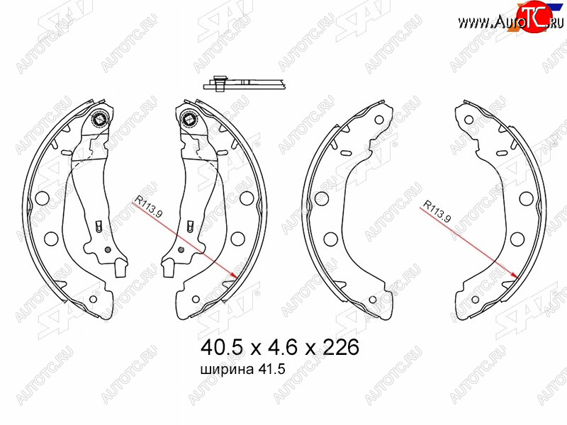 1 659 р. Колодки тормозные барабанные задние RH-LH SAT Renault Kangoo KW0 дорестайлинг (2008-2013)  с доставкой в г. Таганрог