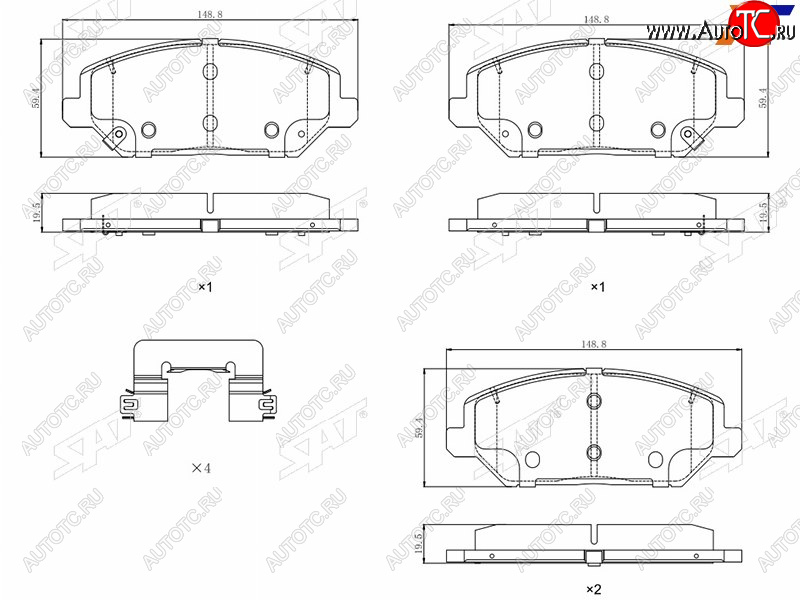 2 349 р. Колодки тормозные передние FR-FL SAT  Hyundai I30 FD универсал дорестайлинг (2007-2010)  с доставкой в г. Таганрог