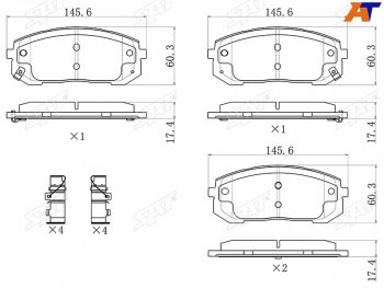 1 069 р. Колодки тормозные передние FR-FL SAT  Hyundai Sonata DN8 (2019-2022)  с доставкой в г. Таганрог. Увеличить фотографию 1