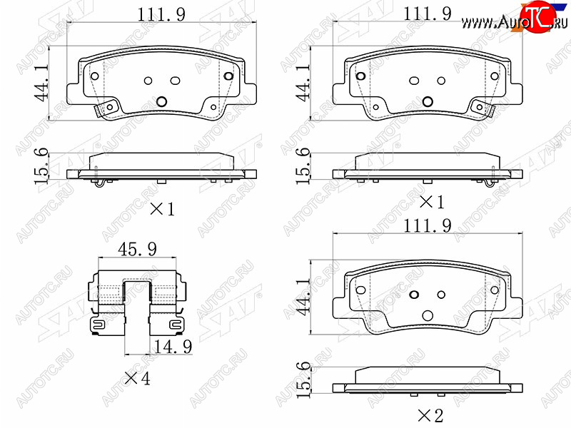 1 249 р. Колодки тормозные задние LH-RH SAT  Hyundai Sonata  DN8 (2019-2022), KIA K5  DL (2019-2022)  с доставкой в г. Таганрог