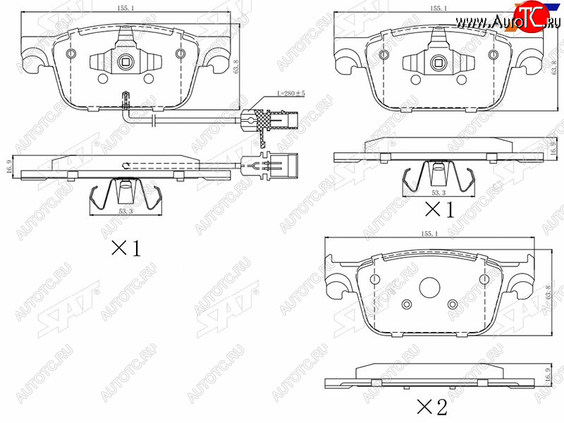 1 639 р. Колодки тормозные перед FL-FR SAT Audi A4 B9 дорестайлинг,седан (2016-2020)  с доставкой в г. Таганрог