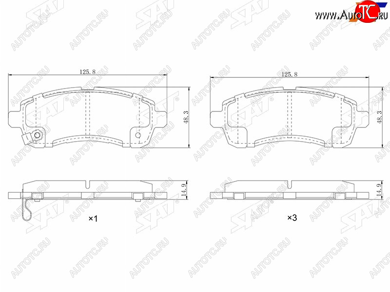 1 279 р. Колодки тормозные перед FL-FR SAT Mazda 2/Demio DE дорестайлинг (2007-2011)  с доставкой в г. Таганрог