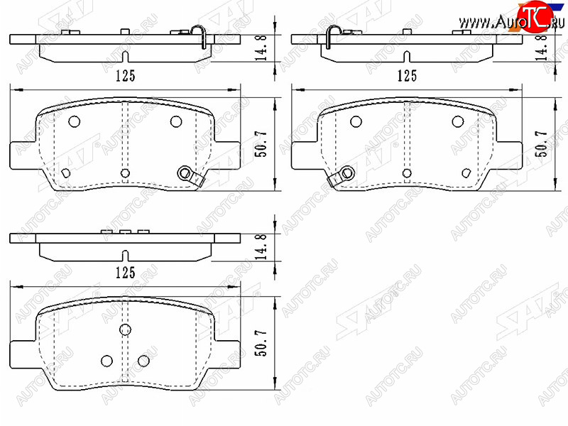 1 299 р. Колодки тормозные задние RH-LH SAT Hyundai Santa Fe TM рестайлинг (2020-2022)  с доставкой в г. Таганрог