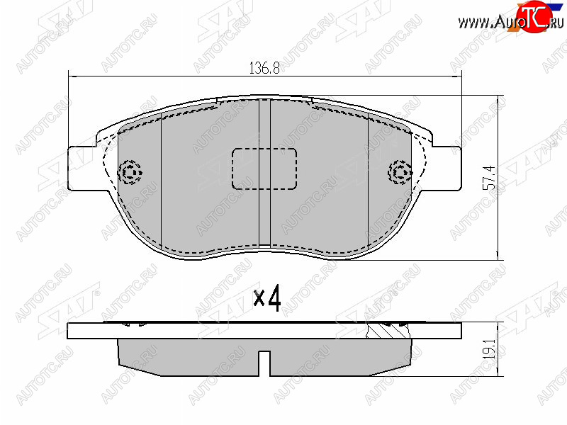 1 349 р. Колодки тормозные передние FL-FR SAT Peugeot 206 хэтчбэк 5 дв. 2AC дорестайлинг (1998-2003)  с доставкой в г. Таганрог