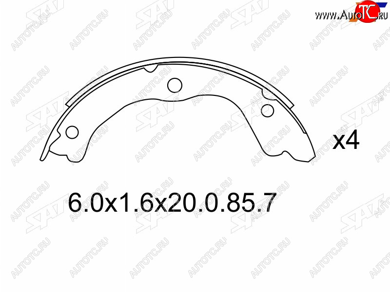 1 589 р. Колодки барабанные задние RH-LH SAT Nissan Primera 3 универсал P12 (2002-2008)  с доставкой в г. Таганрог