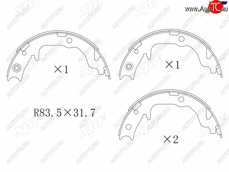 1 969 р. Колодки барабанные задние RH-LH SAT Mitsubishi ASX 2-ой рестайлинг (2017-2020)  с доставкой в г. Таганрог