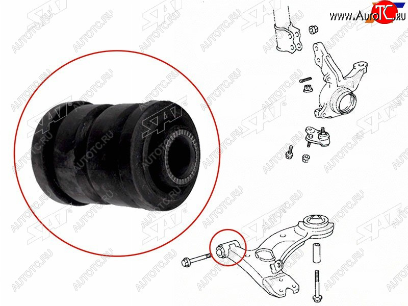 214 р. Сайлентблок переднего нижнего рычага FR SAT  Toyota Caldina  T190 - Corona  T190  с доставкой в г. Таганрог