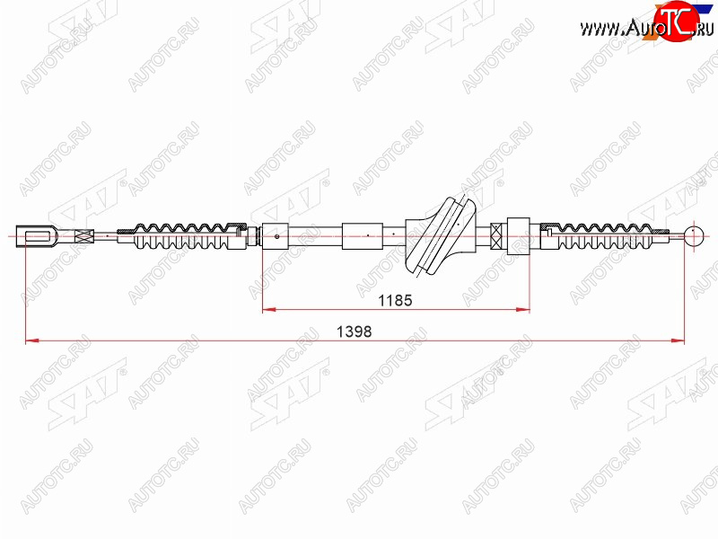 819 р. Трос ручного тормоза LH SAT  Audi 80  B4 - 90  B3  с доставкой в г. Таганрог