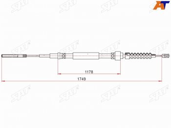 Трос ручного тормоза LH-RH SAT Volkswagen (Волксваген) Passat (Пассат) ( B3,  B4) (1988-1996) B3, B4 седан, универсал, седан, универсал