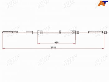 Трос ручного тормоза LH-RH SAT Volkswagen (Волксваген) Polo (Поло) ( Mk3,  9N1) (1994-2009) Mk3, 9N1 универсал дорестайлинг, седан дорестайлинг, хэтчбэк 5 дв. дорестайлинг, рестайлинг седан, рестайлинг, хэтчбэк 5 дв.  (Без ABS)