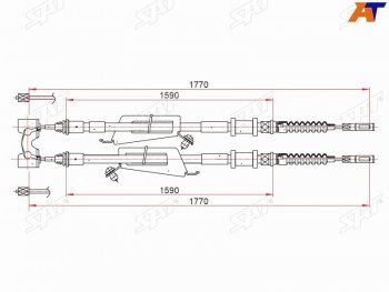 1 759 р. Трос ручного тормоза SAT  Ford Focus  1 (1998-2005) седан дорестайлинг, универсал дорестайлинг, хэтчбэк 3 дв. дорестайлинг, хэтчбэк 5 дв. дорестайлинг, седан рестайлинг, универсал рестайлинг, хэтчбэк 3 дв. рестайлинг, хэтчбэк 5 дв. рестайлинг  с доставкой в г. Таганрог. Увеличить фотографию 1