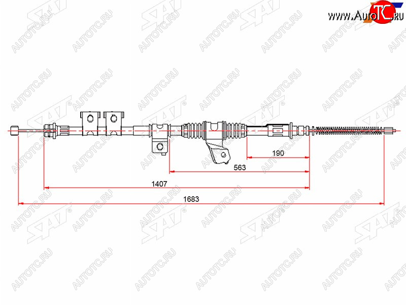 2 599 р. Трос ручного тормоза LH SAT  Mitsubishi Montero  V60 - Pajero ( 3 V70,  3 V60)  с доставкой в г. Таганрог