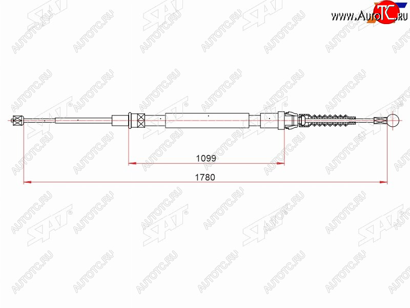 1 079 р. Трос ручного тормоза RH-LH SAT  Skoda Rapid ( NH3,  NH1,  MK2) (2012-2025) дорестайлинг лифтбэк, хэтчбэк дорестайлинг, хэтчбэк рестайлинг, рестайлинг лифтбэк  с доставкой в г. Таганрог