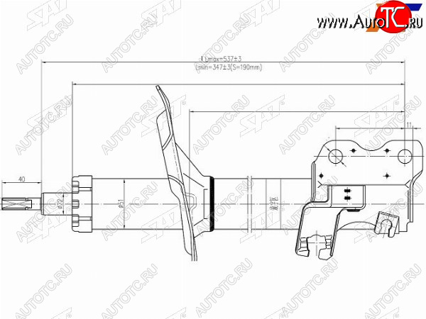 3 389 р. Стойка передняя LH SAT Nissan Maxima A33 рестайлинг (2004-2006)  с доставкой в г. Таганрог