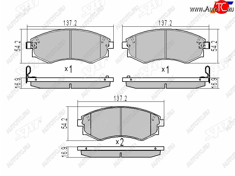 1 249 р. Колодки тормозные передние FR-FL SAT  SSANGYONG Rexton Y200 (2001-2006)  с доставкой в г. Таганрог