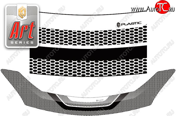 2 299 р. Дефлектор капота CA-Plastic  Toyota Ractis (2010-2016) (серия ART белая)  с доставкой в г. Таганрог