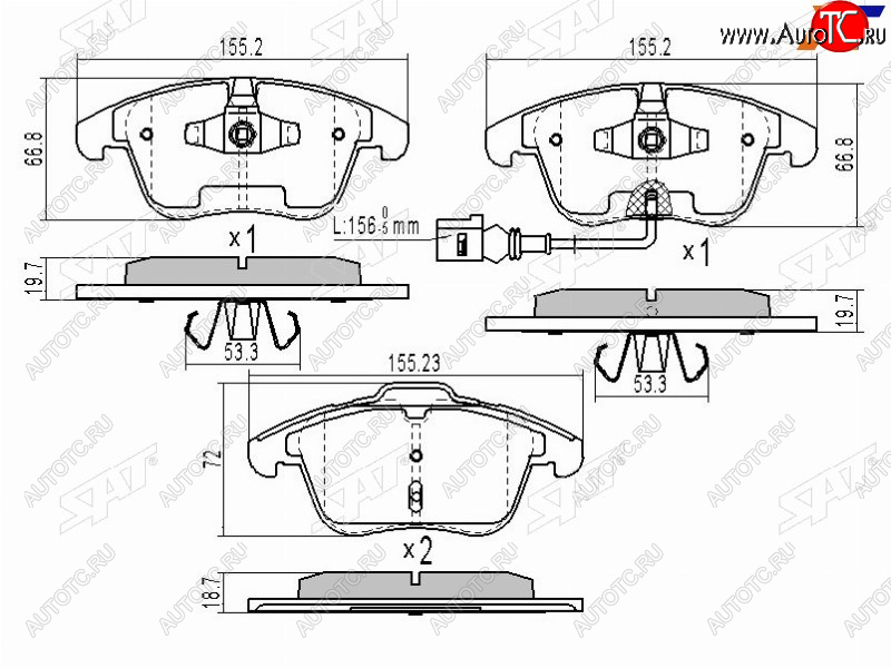 1 799 р. Колодки тормозные перед FL-FR SAT  Volkswagen Polo  Mk6 - Tiguan  NF  с доставкой в г. Таганрог