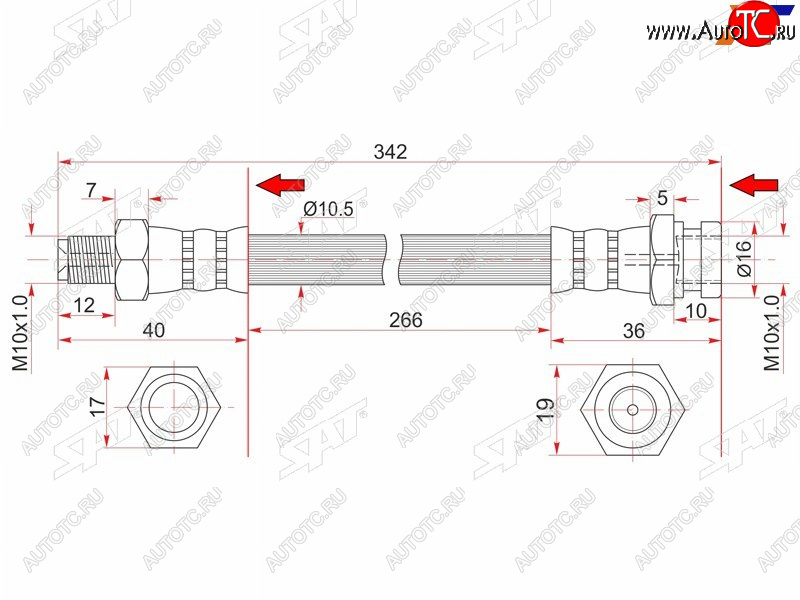 959 р. Шланг тормозной передний (Таиланд) RH SAT  Mitsubishi Fuso Canter (2000-2024)  с доставкой в г. Таганрог