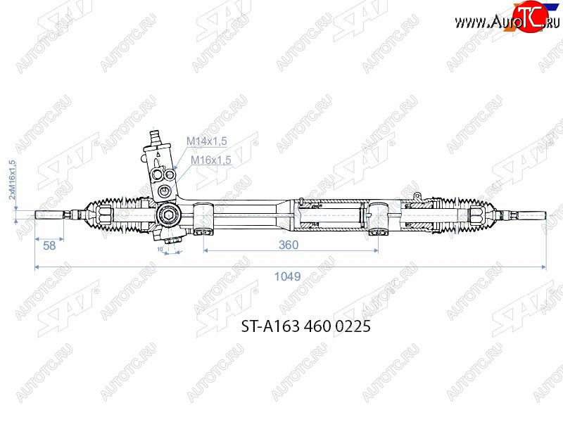 29 699 р. Рейка рулевая M14х1,5.16х1,5 SAT  Mercedes-Benz ML class  W163 (2001-2005) рестайлинг  с доставкой в г. Таганрог