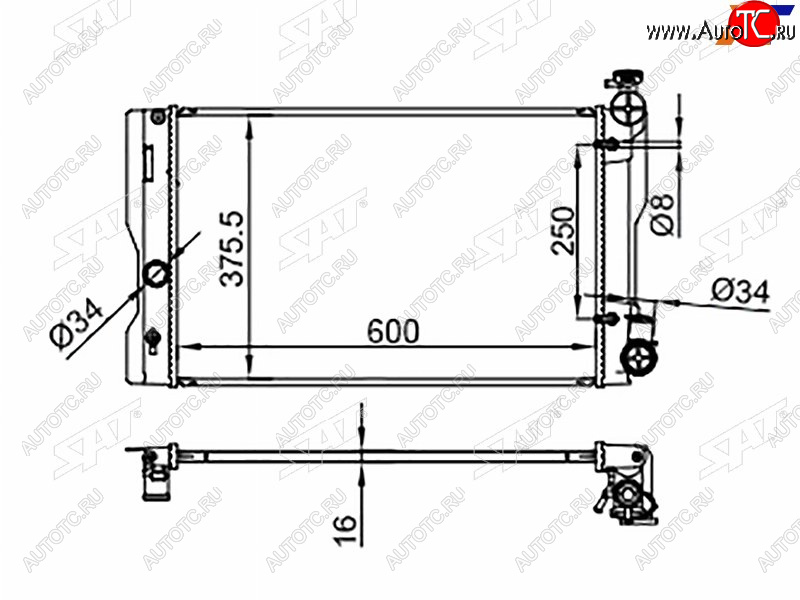 8 249 р. Радиатор SAT  Toyota Corolla  E150 - Wish  XE20 (применимо для Daihatsu Altis 06-10)  с доставкой в г. Таганрог