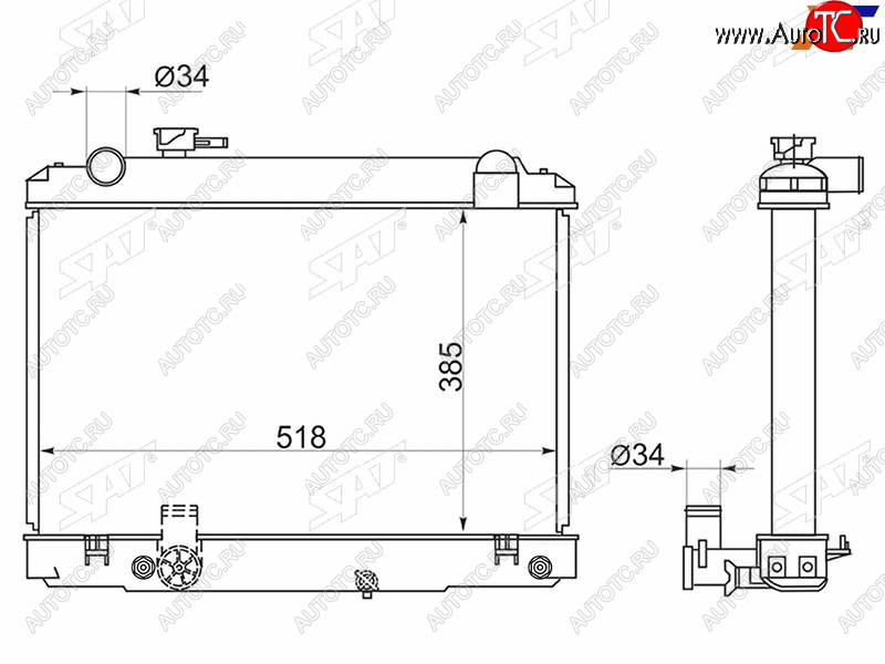 12 299 р. Радиатор SAT  Toyota Town Ace  3 (1996-2008) (применимо для Тoyota Dyna 95-99)  с доставкой в г. Таганрог