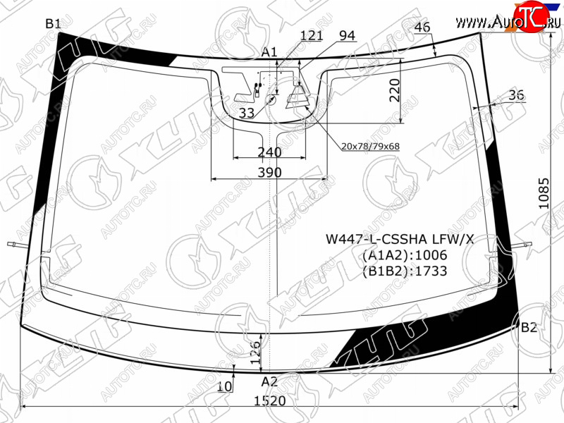 17 299 р. Стекло лобовое (Антенна Камера Датчик дождя Молдинг) XYG Mercedes-Benz Vito W447 дорестайлинг (2015-2020)  с доставкой в г. Таганрог