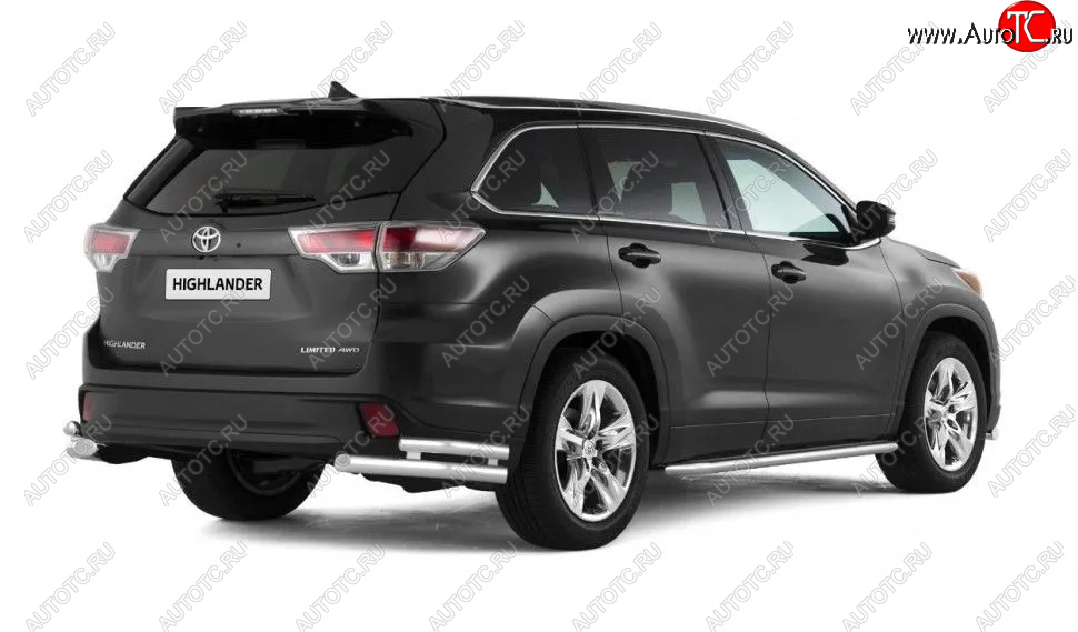 24 999 р. Защита заднего бампера (двойная, уголки d63/51 мм) Toyota Highlander XU50 рестайлинг (2016-2020)  с доставкой в г. Таганрог