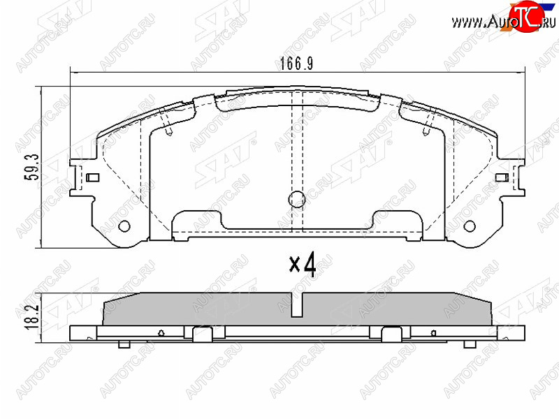 1 299 р. Колодки тормозные перед FL-FR SAT Toyota Highlander XU50 дорестайлинг (2013-2017)  с доставкой в г. Таганрог