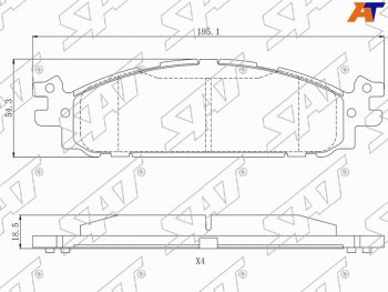 1 559 р. Колодки тормозные передние FL-FR SAT  Ford Explorer ( U502,  U625) (2010-2025) дорестайлинг, 1-ый рестайлинг, 5 дв., 2-ой рестайлинг, 5 дв., 5 дв.  с доставкой в г. Таганрог. Увеличить фотографию 1