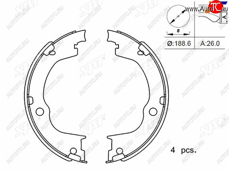 1 849 р. Колодки тормозные барабанные задние RH-LH SAT  Chevrolet Captiva ( CN202S) (2006-2024), Opel Antara (2006-2015)  с доставкой в г. Таганрог