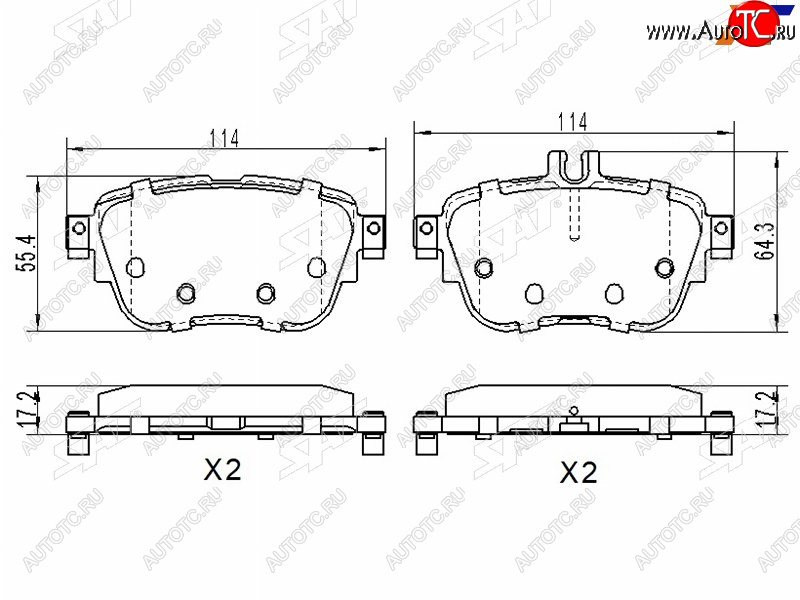 1 559 р. Колодки тормозные задние RH-LH SAT  Mercedes-Benz E-Class  S213 (2016-2024) универсал дорестайлинг, универсал рестайлинг  с доставкой в г. Таганрог