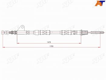 829 р. Трос ручного тормоза RH SAT  Toyota Avensis  T220 седан (1997-2001) дорестайлинг (барабанные тормоза)  с доставкой в г. Таганрог. Увеличить фотографию 1