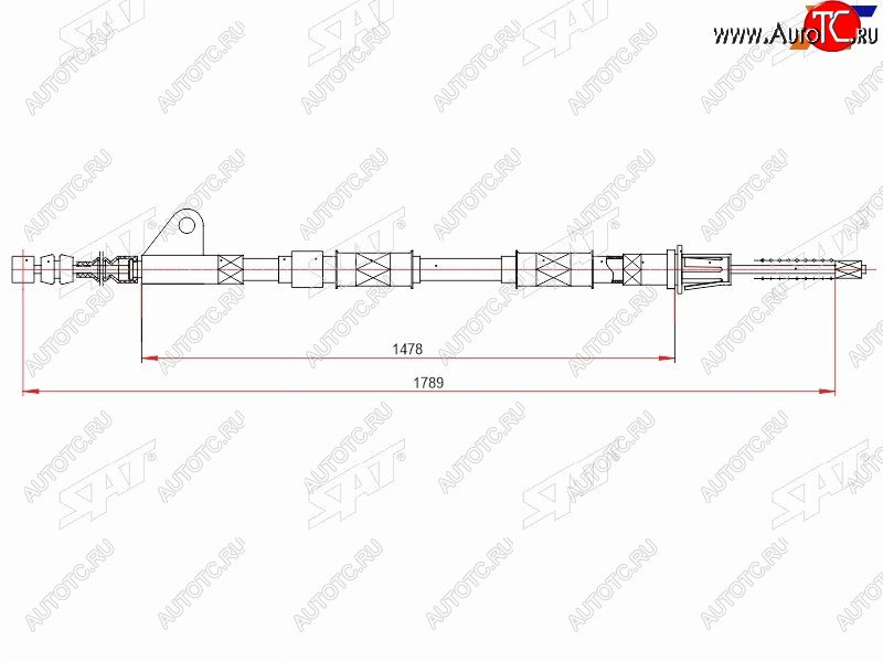 829 р. Трос ручного тормоза RH SAT  Toyota Avensis  T220 седан (1997-2001) дорестайлинг (барабанные тормоза)  с доставкой в г. Таганрог