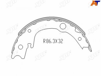 Колодки барабанные задние RH-LH SAT Lifan Solano  дорестайлинг (2010-2015)  (комплект 4шт)