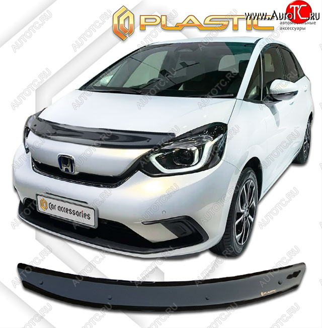 1 839 р. Дефлектор капота CA-Plastic  Honda Fit  4 GR (2019-2022) дорестайлинг (classic черный, без надписи)  с доставкой в г. Таганрог